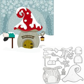 Gnome House Dies Metal Die Cuts, Cute Christmas Gnome House Metal Cutting Dies Cut Stencils for DIY Scrapbooking Cards Decorative Embossing Paper Dies for Scrapbooking Card Making