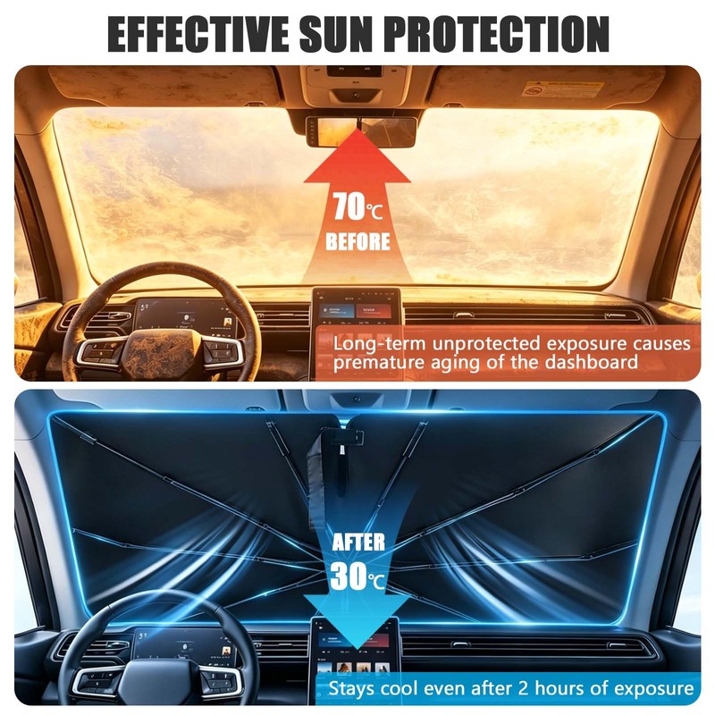 Funnity Car Sun Shade Front Window 140 x 80 cm