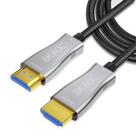 Aieloar HDMI Fiber Optical Cable 50Ft, High Speed 48Gbps HDMI 2.1 Cord Support with 8K@60Hz 4K@120Hz Dynamic HDR10,eARC,HDCP2.2