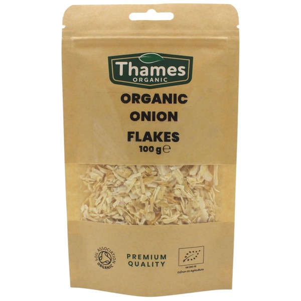 Organic Onion Flakes 100g- Non-GMO, Vegan, No Additives, No Preservatives - Dehydrated Onion Flakes Perfect for Soups, Stews, and Seasoning Blends - Thames Organic 100g