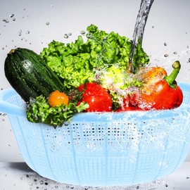 Kitchen Strainer Colander Basket: 4pcs Plastic Washing Bowl Rice Basket Food Draining Washing Basket Strainer Sieve for Fruits Vegetable Cleaning Mixed Color