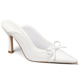 Grakihily Mesh Heels Mules for Women, Slip on Stiletto Slingback Low Heels Closed Pointed Toe Backless Comfort Pumps Shoes