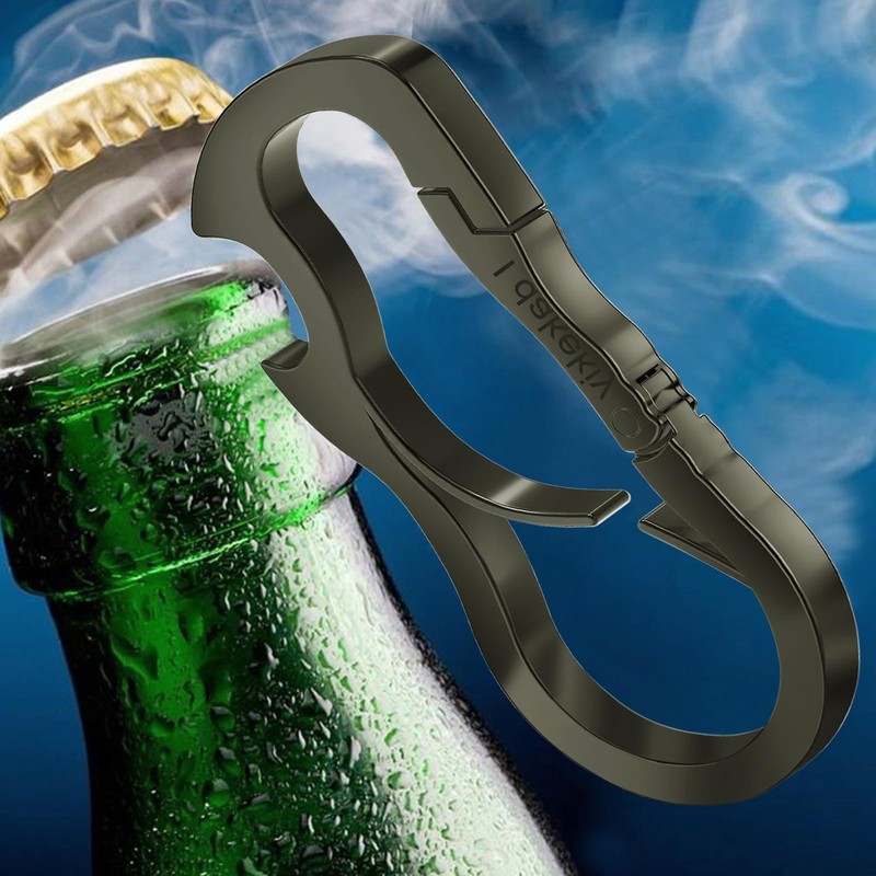 Idakekiy Dual Carabiner Keychain Mutil Tool with Key Chain Bottle