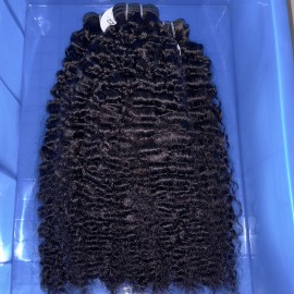 100% Unprocessed Raw Human Hair Extensions Single Donor Double Weft Wave Curly Bundle Burmese Curly Bundlesstyle: raw hair, color: 1 pcs bundle burmese kinky, Stretched Length: 22" inch
