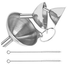 3pcs Stainless Steel Funnel Set – Kitchen Funnels with Removable Strainer – Wide Mouth & Narrow Spouts for Liquid Transfer, Oil, Spices – Rust-Resistant, Easy to Clean