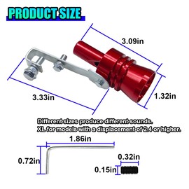 UHANBUT Car Exhaust Whistle, Universal Turbo Sound Booster, Aluminum Alloy Car Roar Maker Muffler Pipe Whistle, Vehicle Blow off valve Tip Simulator Tail Whistler (Red, XL)