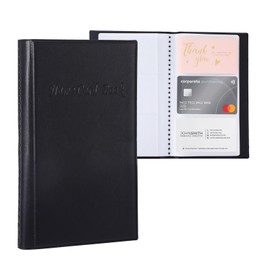 LongHoneySong Business Card Holders Wallet Business Card Case Organiser PU Leather for Men & Women Can Hold 240 Business Cards Book(Black)