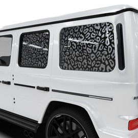 RCWRAP Car Hood Leopard Cheetah Vinyl Sticker Decals, Universal Rear Side Window and Car Body Door Side Leopard Cheetah Vinyl Sticker with Installation Tool Included (57" x 23.6") (Matte Black-)