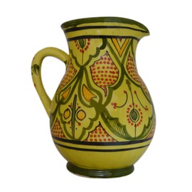 Moroccan Pitchers Sangria Handmade Ceramic Carafe Beverage Dispenser Jar Cooler Easy Pour 58 Oz Large
