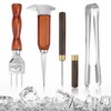 4Pcs Ice Pick Set, Stainless Steel Ice Chipper with Wood