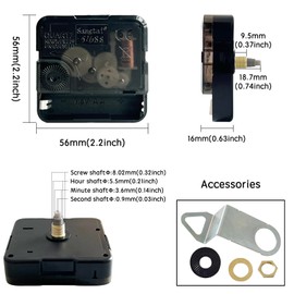 WinTaim Quartz Movement, Super Silent Clock Movement for Wall Clock Long Shaft and Short Shaft 8/13/18.5/20/22mm, DIY Repair Parts Replacement Movement Mechanism (Without Hands.WT-5168 Series)