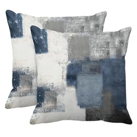 Emvency Set of 2 Blue White and Gray Throw Pillow Covers Modern Abstract Painting Decorative Sofa Pillow Cases Home Decor Standard Square 20x20 Inches Pillowcases