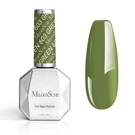 MelodySusie Green Gel Nail Polish,15ml Olive Green Nail Polish Spring Summer Color 603, Soak Off UV LED Nail Lamp Gel Polish Nail Art Starter Manicure Salon DIY At Home 0.5 Fl Oz