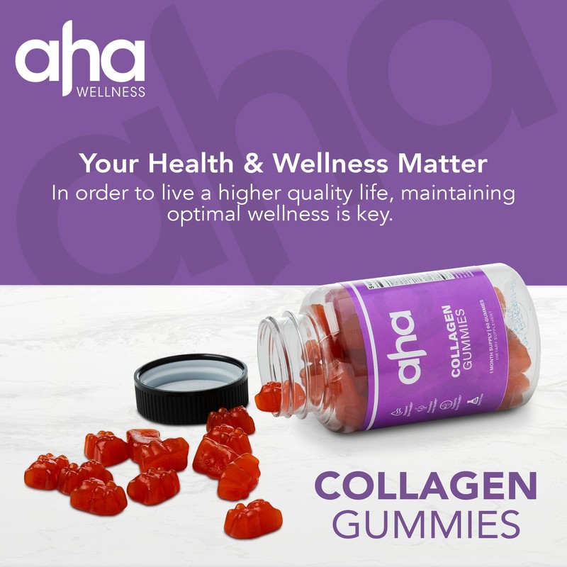 Aha Wellness Collagen Gummies, Hair, Skin, & Nails Collagen Support