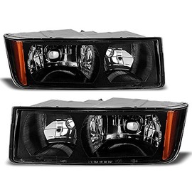 ACANII - For 2002-2006 Chevy Avalanche Black 1500 2500 with Body Cladding Headlights Headlamps Driver + Passenger Side
