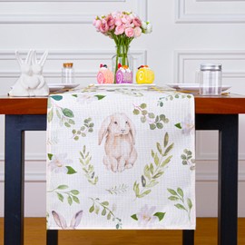 QINJIEJIE Easter Table Runner Decor, Egg Bunny Table Runner, Easter Table Runners 72 Inches Long Farmhouse Vintage Indoor Seasonal Spring Kitchen Decorations for Home Party Décor