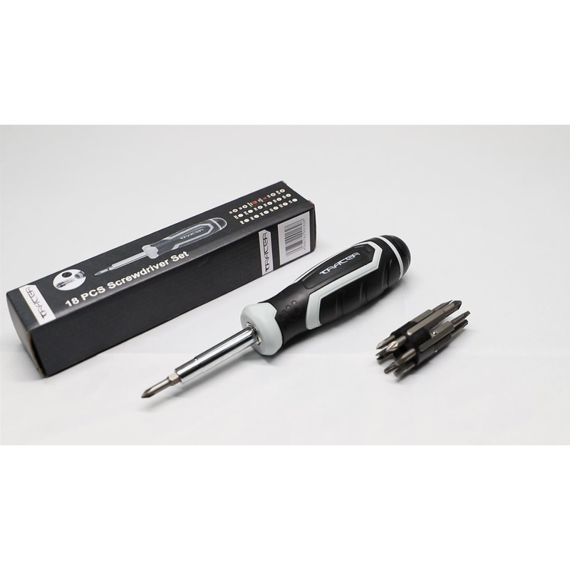 18-in-1 Multifunction Screwdriver TRACER | Reversible Screwdriver with Cross/Slotted/Torx/Pozi/Square Bits