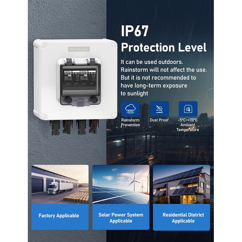 DIHOOL Solar Panel Disconnect Switch 2 String PV Disconnect 30