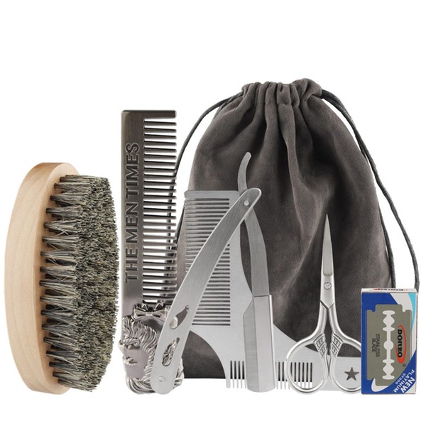QKIIINQ 6pcs Set de Cepillo para Barba, Kit Cuidado de