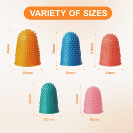 5 Pieces Rubber Thimbles for Finger Tips Protection,5 Sizes and Colors Reusable Finger Protectors,Rubber Finger Thimbles for Money Counting Writing Sorting Task