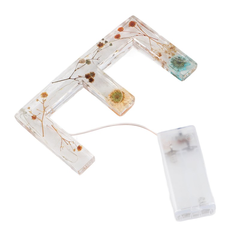 Floral Resin Letter Light Dry Flower and Alphabet Shape LED