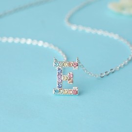 CONOOM Initial Letter Necklaces for Women,Alphabet Angel Number Baseball Birthstone Pendant Necklace Jewelry Gifts for Women (E)