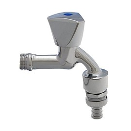 derClou24 Valve Outlet Valve 1/2 Inch Chrome-Plated Brass Shiny Polished with Hood Handle and Backflow Preventer and Pipe Aerator, Gold