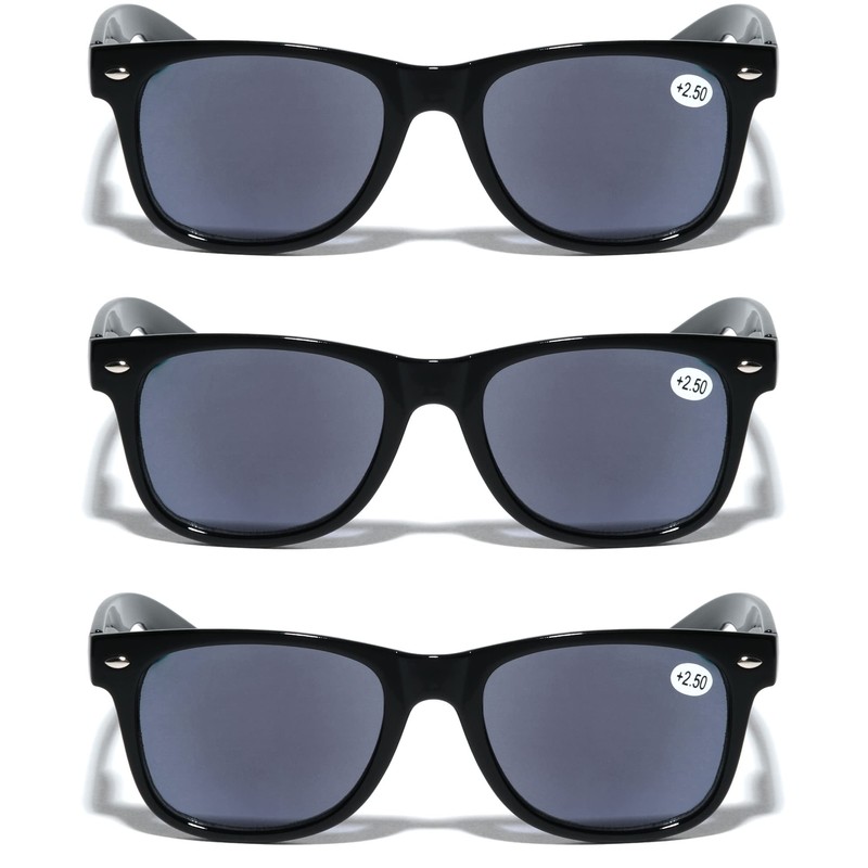 V.W.E. 3 Pairs Classic 80's Reading Sunglasses - Tinted Reader