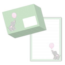 Cute Writing Paper Set for Children with Elli Elephant Motif in DIN A5 Format (Lined 50 Sheets) Includes 20 Matching Envelopes