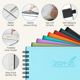 BEZEND Planner 2024 2025, 18 Months (July24-Dec25) [Dark Green] 5.8" x 8.5", Academic Year Planner, Daily Weekly and Monthly Calendar, Spiral Bound, Vegan Leather Soft Cover