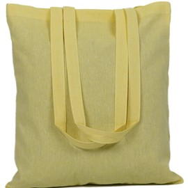 Atmos Green 5 pack 15 X 16 inch with long handle LEMON YELLOW Color 5.5 oz Recycled cotton canvas reusable grocery bags eco friendly super strong great choice for promotion branding gift Made in India
