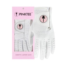 Swig Sip Womens Cabretta Leather Golf Glove Left Hand All-Weather Breathable Design with Ball Marker Ladies Golf Gloves for Training & Golfing(Pink,18)