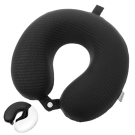 Travel Neck Pillow Cover U Shape Necks Pillows Case Replacement Covers Soft Smooth Pink/Black (ONLY Pillow Cover, No Filler)(Black)