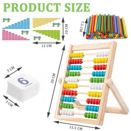 Exbrith Abacus Calculator Stand for Kids, 1st Class Ruler Slider Wooden Calculator 100 with 100 Counting Sticks, Learning Aids for Counting Kids, Early Education Calculator