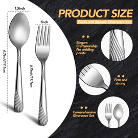 Yiyiring 300 Piece Forks and Spoons Silverware for 150 - Stainless Steel Flatware Cutlery Set, Heavy Duty Metal for Dinner, Restaurant, Home - Mirror Polished, Dishwasher Safe