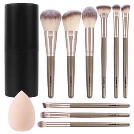 Makeup Brushes 11 Pcs Easy-taken Travel Makeup Brush Set Foundation Eye Shadows Blush Face Powder Concealer Mini Make up Brushes with Case (Champagne)