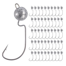 Goture Pack of 50 Fishing Hooks Jig Heads 7 g, Worm Hooks, Sharp Jig Hooks, Dropshot Hooks for Rubber Fish, Carp Lead Head Fishing Hooks, Offset Fishing Hooks, Jig Head Set, Jig Hook Set