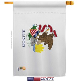 Illinois House Flags Pack Americana States USA American Territories Republic Country Particular Area Applique Small Decorative Gift Yard Banner Made In 28 X 40