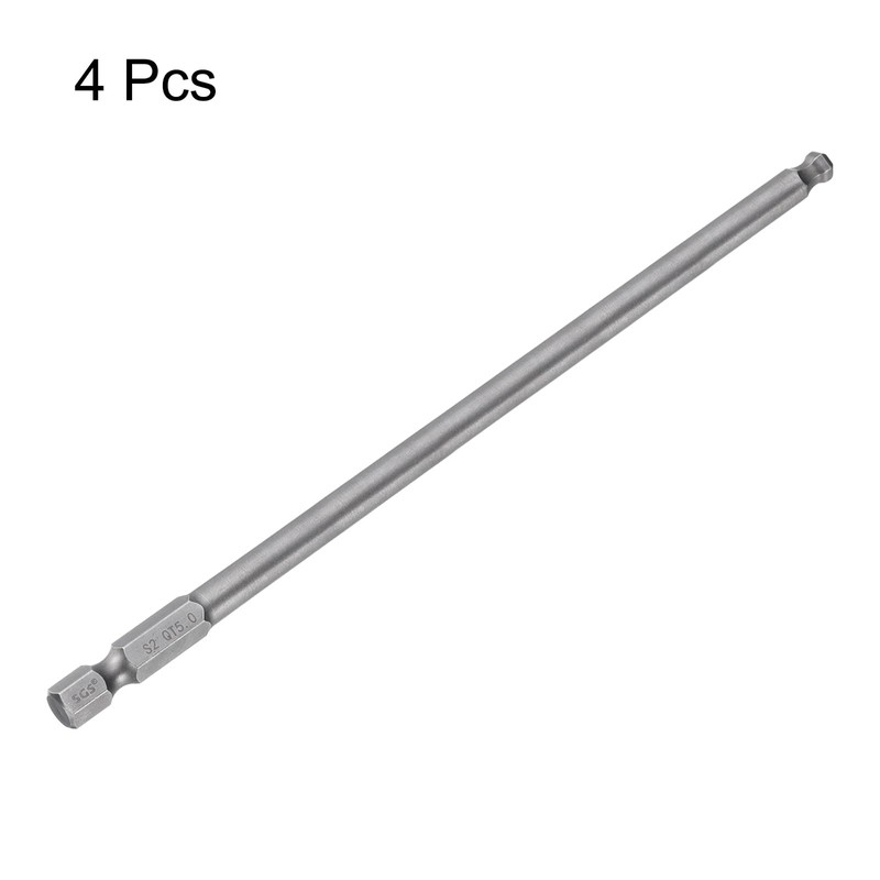 sourcing map 4pcs Ball End Hex Screwdriver Bit 5mm (H5.0)