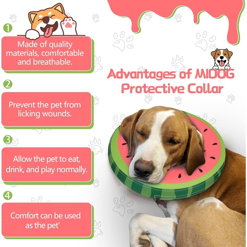 MIDOG Soft Inflatable Dog Cone, Donut E-Collar Alternative for After