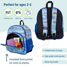 Wildkin 12-Inch Kids Backpack for Boys & Girls, Perfect for Daycare and Preschool, Toddler Bags Features Padded Back & Adjustable Strap, Ideal for School & Travel Backpacks (On the Go)