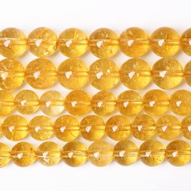 75PCS 10MM Natural Citrine Yellow Quartz Crystal Round Spacer Loose Beads for Jewelry Making DIY Bracelet Necklace