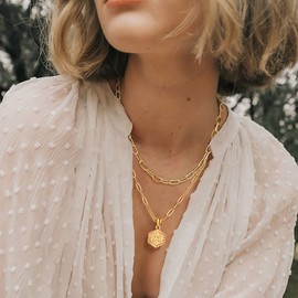 Gold Layered Necklaces for Women Gold Plated Necklaces Choker B Initial Chain Boho Layer Necklaces