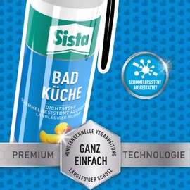 Sista Sista BAD KCHE transparent, Dichtstoff, schimmelresistent ausgestattetes, langlebiges Silikon fr Kche und Bad, wasserdichter Fugenfller, 1x100ml Spender