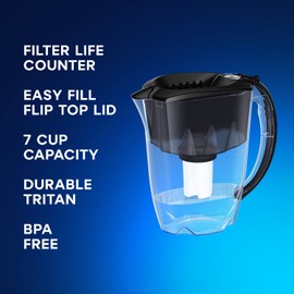 AQUAPHOR Water Filter Pitcher Ideal 7 Cup with 1 x B15 Filter - Black