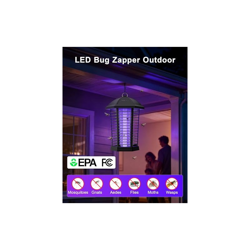 WowCatch LED Bug Zapper Outdoor, IPX4 Weatherproof, Up to 50,000