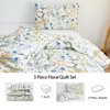 3-Piece Quilt Set Queen Size Floral Quilt Bedding Reversible Bedspread
