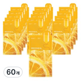 Mediheal Vita Toning Essence Mask Pack 20ml, 1 pack, 60 pieces / 메디힐 비타 토닝 에센스 마스크팩 20ml, 1개입, 60개