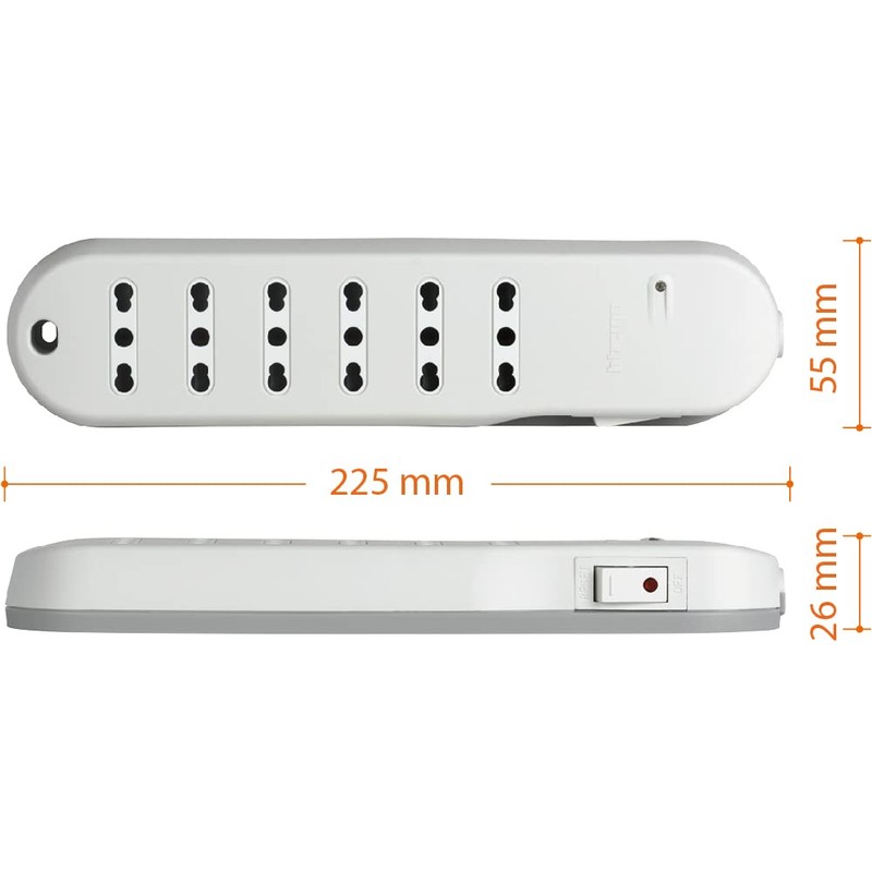 BTicino Electric Power Strip Slim with Safe Light Switch and