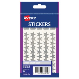 Avery Silver Star Stickers, 14 mm Diameter, 90 Labels (932351)
